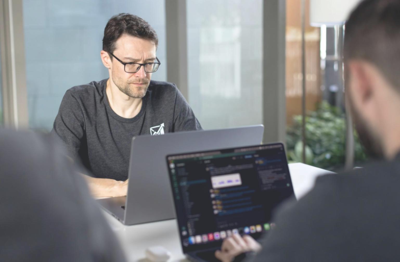 Modern financial technology workspace showing investment analysis tools